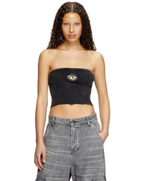 DIESEL Knit Tube Top With Cut-out Logo - Black