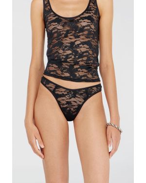 DIESEL Thong Aus Nylon-Spitze Mit Oval D - Braun