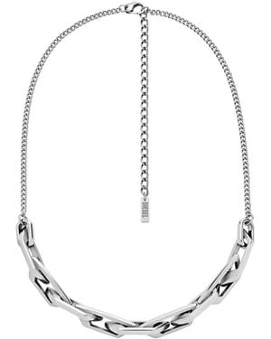 DIESEL Stainless Steel Chain Necklace - White