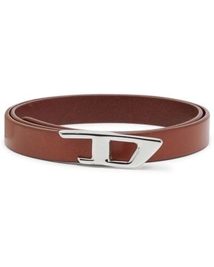 DIESEL 2 Cm Leather Belt With Metal D Buckle - Brown