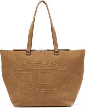 DIESEL 1Dr Dome-Suede Tote Mit Oval D Logo - Braun