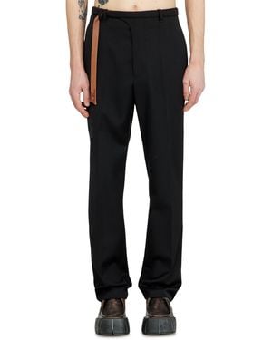 DIESEL Tailored Trousers With Biker Belt Strap - Black