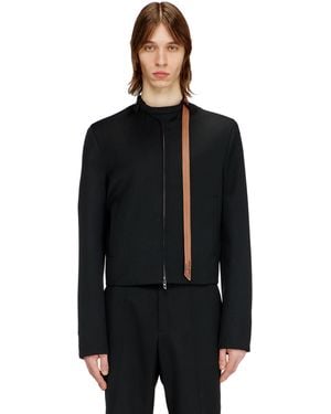 DIESEL Tailored Jacket With Biker Neck Strap - Black