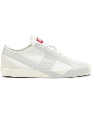 DIESEL Baskets en daim et cuir avec logo D - Blanc