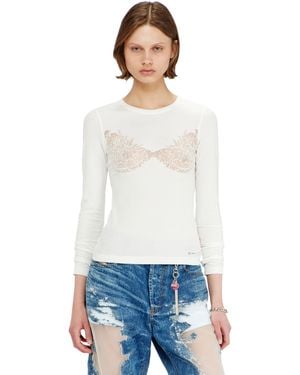 DIESEL Top With Devoré Lace Effect - White