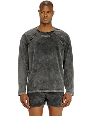 DIESEL Cotton Pijama Top With Logo Patch - Grey