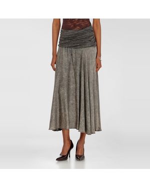 DIESEL Midi Skirt With Twisted Waist Section - Brown