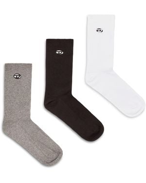 DIESEL 3-Pack Of Cotton Socks With Oval D Embroidery - White