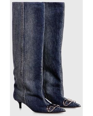 DIESEL D-Venus-Slouchy Knee-High Boot - Blue