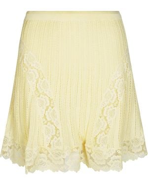 Self-Portrait Pointelle Skirt - Yellow