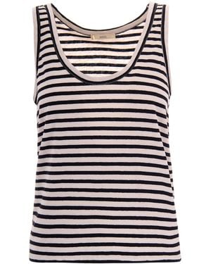 Sessun Striped Scoop-Neck Top - Black