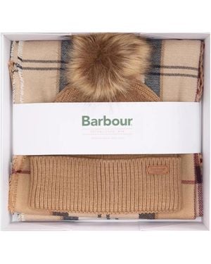 Barbour Gift Set Dover Beanie Hailes Hessian Tartan - White