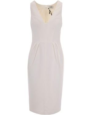 Elisabetta Franchi V Neck Midi Dress - White