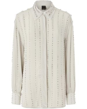 Pinko Camicia Leggera Con Righe Gioiello - White