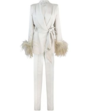 The Archivia Tailleur Ives Con Piume - White