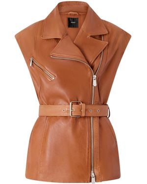 Pinko Gilet Gypsy Pelle Lavata - Brown