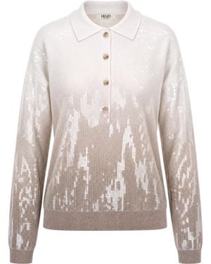 Liu Jo Polo Con Paillettes Camel Shaded - Multicolor