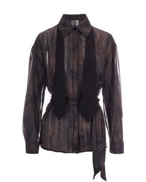 Liu Jo Dark Digital Print Metallic Shirt - Blue