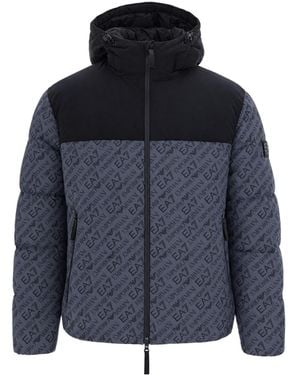 EA7 Piumino Logo All Over Pawter - Blue