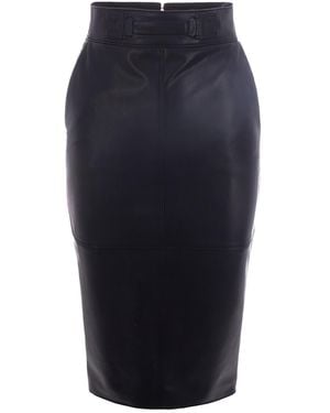 Elisabetta Franchi Nappa Leather Skirt - Blue