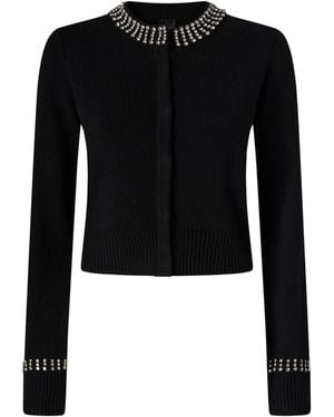 Pinko Cardigan Girocollo Con Strass Nero - Black