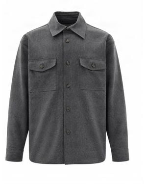 Paolo Pecora Overshirt Tinta Unita Grigio Melange - Grey