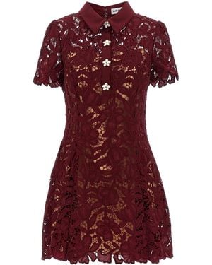 Self-Portrait Mini Abito Lace Burgundy - Red