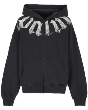 Palm Angels Felpa Loose Zip Logo Off - Black