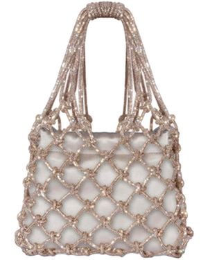 HIBOURAMA Borsa Carrie Satin Golden Shadow - White