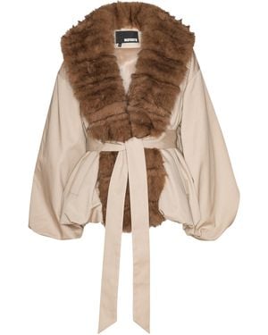 ROTATE BIRGER CHRISTENSEN Faux Fur Collar Jacket - Natural