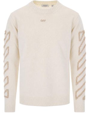 Off-White c/o Virgil Abloh Maglione Bouclè Cream - White
