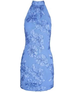 ROTATE BIRGER CHRISTENSEN Hydrangea Beaded Halterneck Dress - Blue