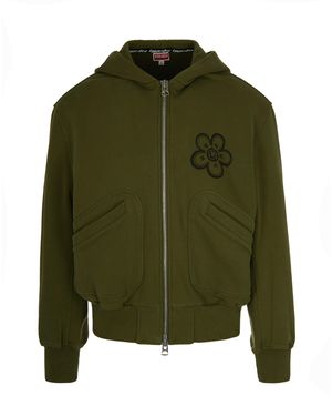 KENZO Felpa Con Cappuccio - Green