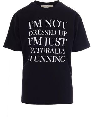 Elisabetta Franchi T-Shirt Stampa Oversize Nera - Black