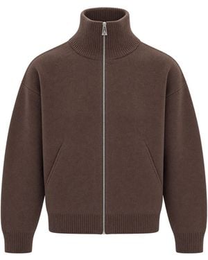 Axel Arigato Dark High-Collar Wool-Blend Full-Zip Cardigan - Brown