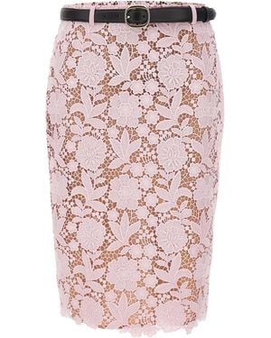 Self-Portrait Midi Skirt Lace - Pink
