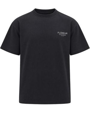 flâneur T-Shirt Lettering Washed - Black