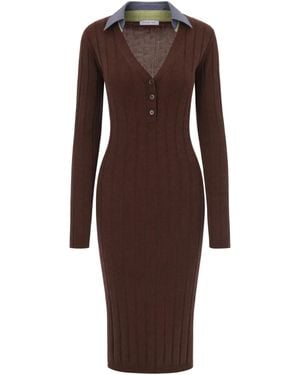Patrizia Pepe Abito Midi Costine - Brown