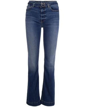 Pinko Flared Jeans With Love Birds Motif - Blue