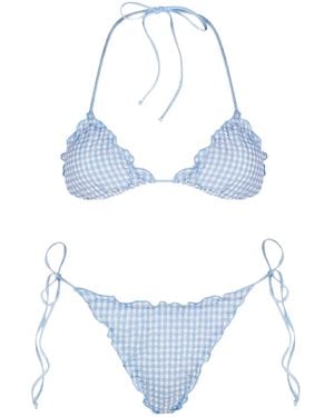 MC2 Saint Barth Bikini Sagitami Seersucker Vichy Light - Blue