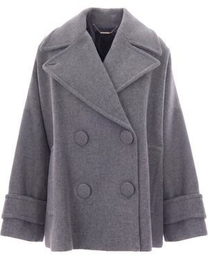 Liu Jo Medium Melange Oversized Wool Coat - Grey
