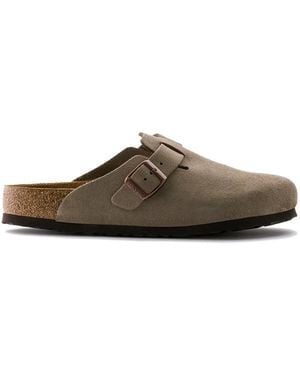 Birkenstock Sabot Boston Taupe Suede Leather - Brown