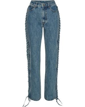 ROTATE BIRGER CHRISTENSEN Laced Straight Leg Denim Jeans - Blue