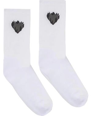 Vision Of Super Calzini Bianchi Jacquard Flaming Heart - White