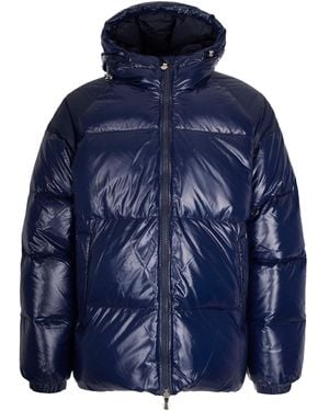 Pyrenex Piumino Bomber Laccato Con Cappuccio - Blue