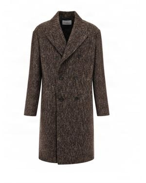 Paolo Pecora Cappotto Spigato Cammello - Brown