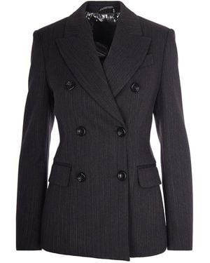 Liu Jo Blazer Doppiopetto Gessato Grigio Scuro - Nero