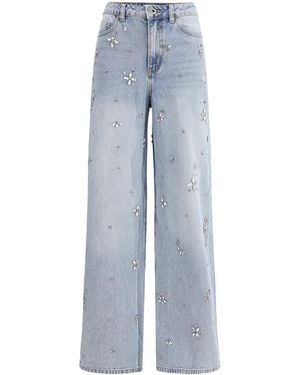 Self-Portrait Jeans Con Strass Light - Blu