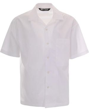 Palm Angels Camicia Bowling Curved Logo Off - White