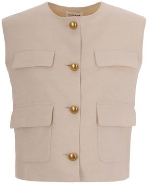 P.A.R.O.S.H. Cream Linen Gilet - Natural